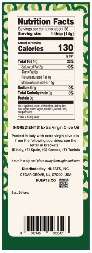 Extra Virgin Olive Oil, Cold-Pressed 100% Natural, Mediterranean Blend, Packed in Italy, 750ml/1000ml